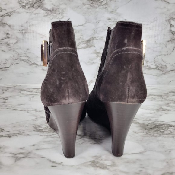 Tory Burch Adrienne Brown Suede Wedge Bootie - Picture 5 of 7